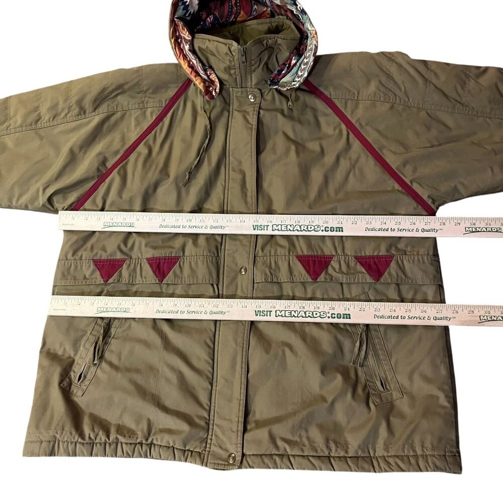 Vintage Current Seen Coat Womens 2X Used Brown Multicolor Hooded - Picture 10 of 16